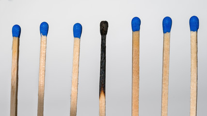 group of matches on white background