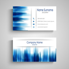 Business card with abstract blue design stripes template