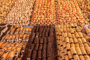 collection dessert of maltese cookie at market, bakery storefront