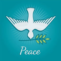 Peace dove with olive branch for International Peace Day poster vector illustration.