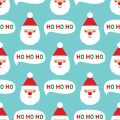 Seamless Christmas pattern with Santa Claus face