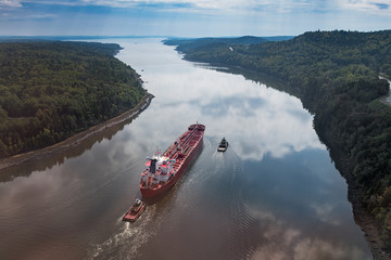 Freighter Sails Up Penobscot River to Atlantic Ocean © geoffkuchera