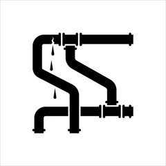 Broken Pipe Icon, Leakage In Pipe