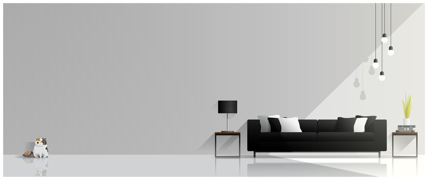 Modern living room design , Interior background , vector , illustration