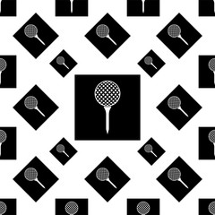 Golf Ball On Tee Icon Seamless Pattern