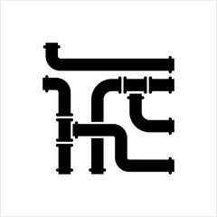 Pipe Icon, Pipe Fitting Icon, Water, Gas, Oil Pipeline, Plumbing Work