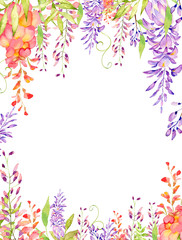 Hand drawn watercolor bouquet of flowers and leaves.Watercolor illustration. You can use for decoration of postcards, wedding invitations, parties, flyers, decorative design.