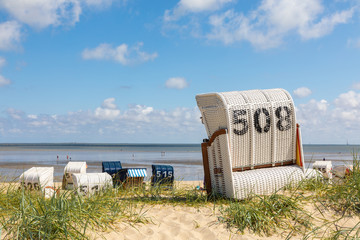 beach chair north sea germany in summer - 217904339