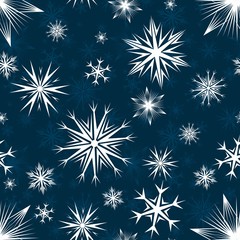 A seamless blue background with snowflakes.