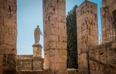 Statue of Augustus Caesar contemplating the mediterranean sea