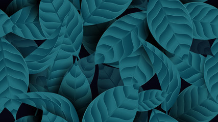 Obraz na płótnie Canvas Seamless pattern, collage green leaves on black background