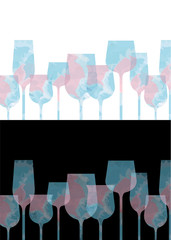 Colorful Pastel Alcohol Wine Glass  With Pink And Blue Flower Graphic isolated Background.