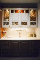 Kitchen furniture. The concept of modern dining room interior.