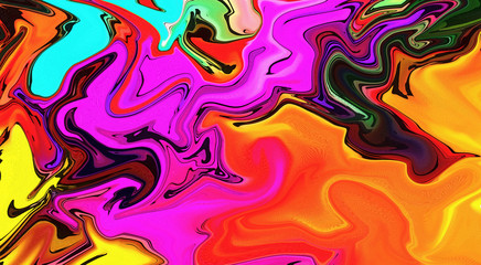 Abstract swirl background. Liquid paint texture in expressionism style art. Marble creative backdrop. Digital painting colorful artwork. Graphic fantasy modern fluid drawing.