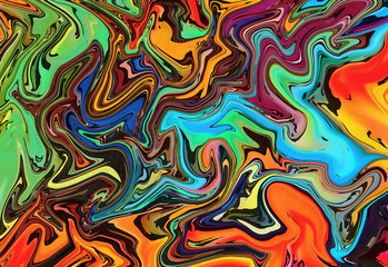 Abstract swirl background. Liquid paint texture in expressionism style art. Marble creative backdrop. Digital painting colorful artwork. Graphic fantasy modern fluid drawing.