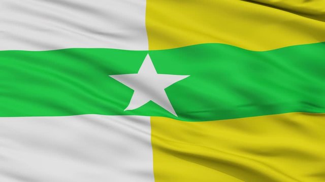 Puerto Colombia  closeup flag, city of Colombia, realistic animation seamless loop - 10 seconds long