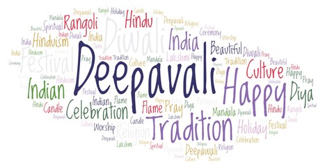 Obraz premium Deepavali word cloud.