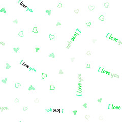 Light Green vector seamless texture with lovely hearts.