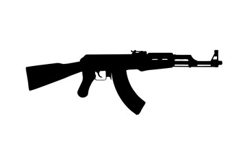 Kalashnikov AK47 machine gun. Silhouette
