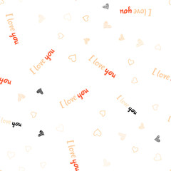 Light Orange vector seamless background with hearts.