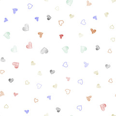 Light Multicolor vector seamless pattern with colorful hearts.