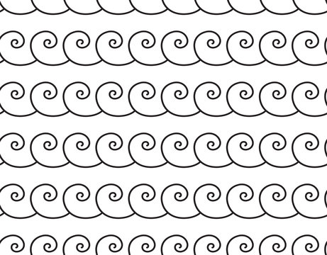 Set of wavy, zigzag, sinuous horizontal lines. Sea wave seamless pattern