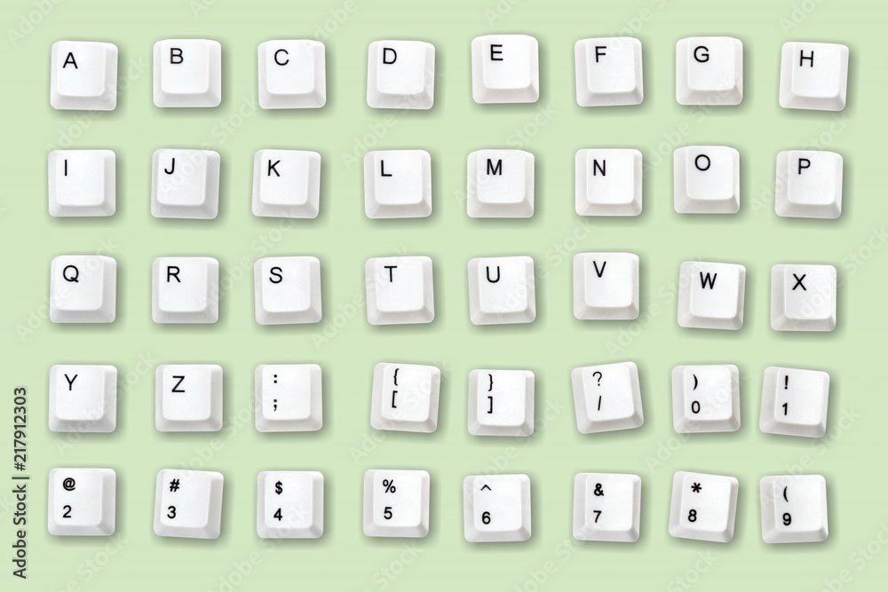 Fototapete white block computer letter isolated on white background with