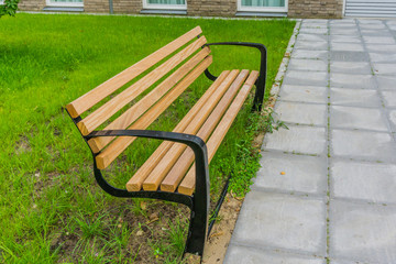 new modern park bench side view