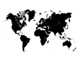 Obraz premium Ilustracja wektorowa mapa świata czarny na białym tle