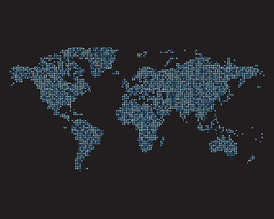 World map made of blue dots, vector illustration