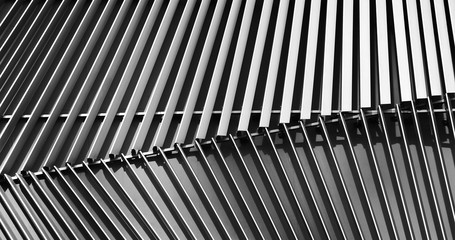 Abstract close-up view of modern silver ventilated on building