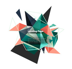 Triangular design abstract background, landing page. Low poly style colorful triangles on white