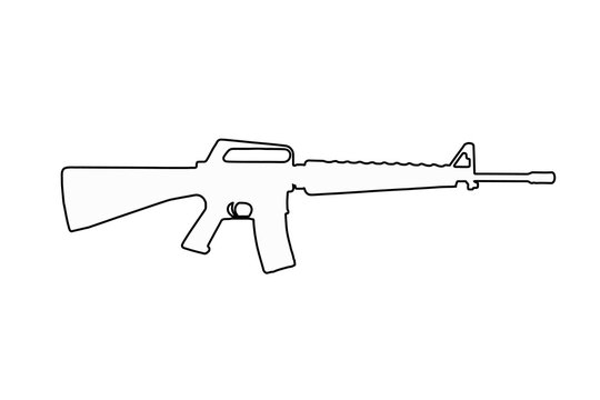 M16 military rifle. Silhouette