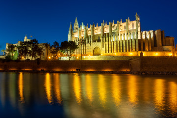 Fototapeta na wymiar Cathedral of Santa Maria of Palma, Mallorca at night
