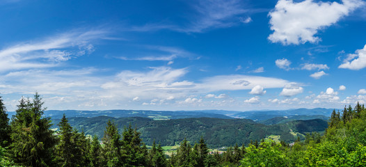 Germany, XXL panorama of endless painted sky on top of mountain Kapf in black forest