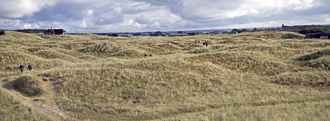 Dänischen Dünenlandschaft mit Wanderern