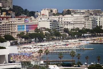 Francia, Cannes, il lungomare della Croisette e la spaiggia,