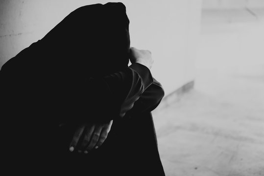 Asian men are drug addicts to inject heroin into their veins themselves.Flakka drug or zombie drug is dangerous life-threatening,Thailand no to drug concept,The bad guy drugs in the desolate