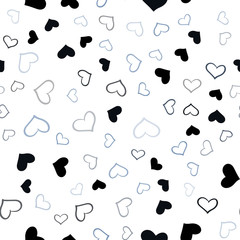 Dark BLUE vector seamless cover with Shining hearts.