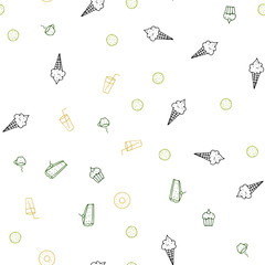 Dark Green, Red vector seamless cover with cuisine gourmet.