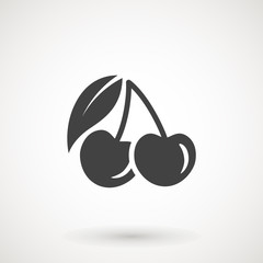 cherry icon, vector fruit illustration, fresh healthy sweet cherries pictogram isolated on white. logo illustration.