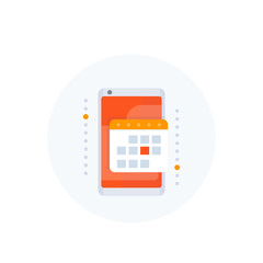 calendar, schedule app in smartphone, vector