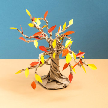 Autumn tree made from kraft package