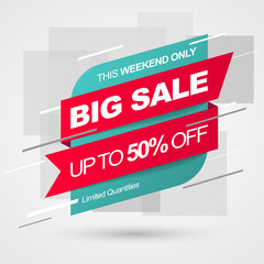 Sale banner template. Big Sale. Save up to 50% off. Vector 