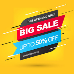 Sale banner template. Big Sale. Save up to 50% off. Vector 