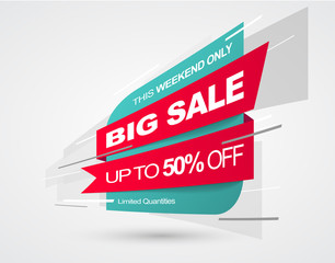 Sale banner template. Big Sale. Save up to 50% off. Vector 