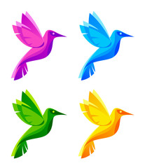 Obraz na płótnie Canvas Colorful little birds colibri on a white background