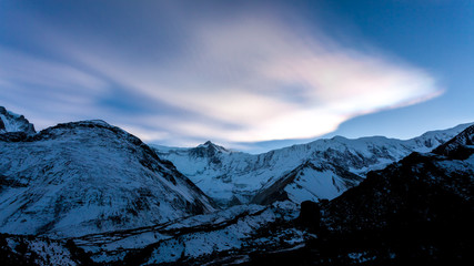 Sunset in the Himalayas, Nepal, Annapurna conservation area