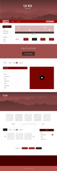Dark Red vector wireframe kit with nature.