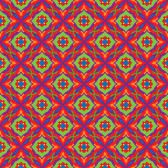 Bright Geometric pattern in repeat. Fabric print. Seamless background, mosaic ornament, ethnic style. 